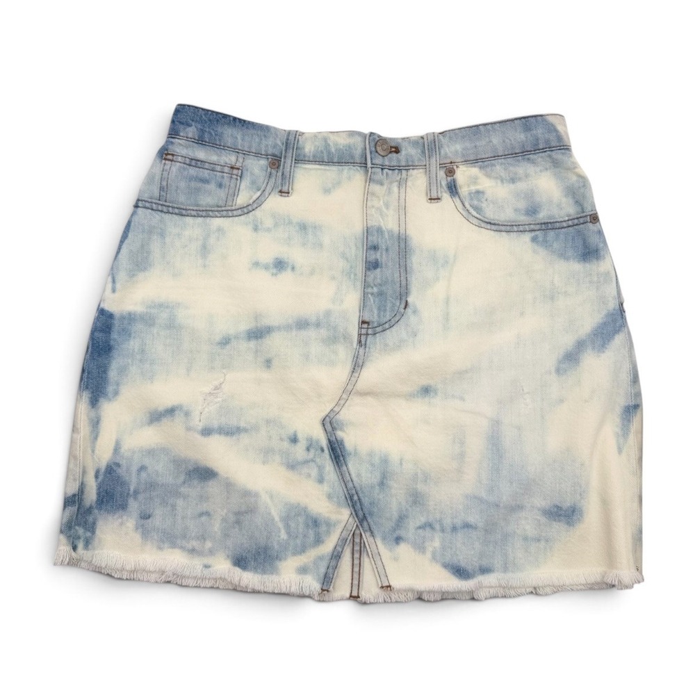 Madewell Rigid Denim A-Line Mini Skirt Cutout Acid Wash Blue Womens Size 29